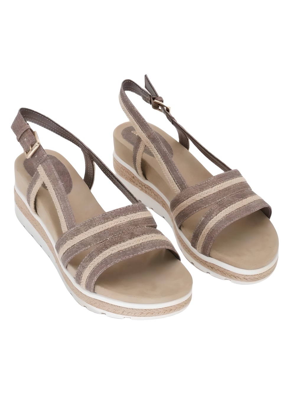 Easy Street Mel Light Brown Rope Slingback Wedge Sandals Size 10W